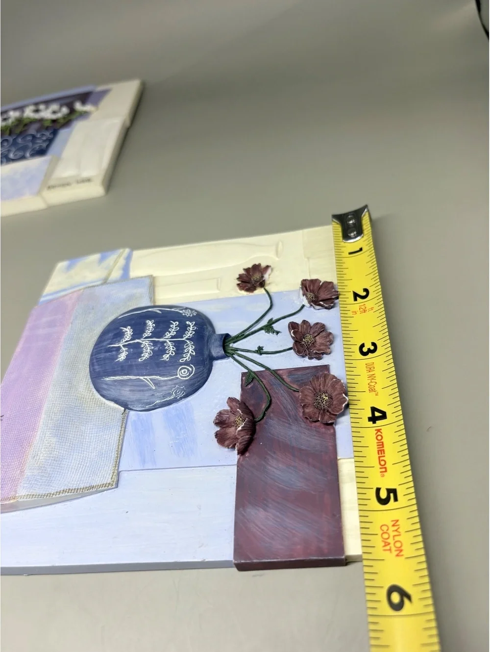 Set of 2 Handmade 3D Mixed Media Floral Wall Art Panels